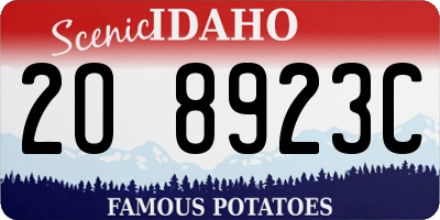 ID license plate 2O8923C