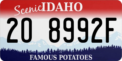 ID license plate 2O8992F
