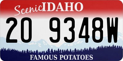 ID license plate 2O9348W