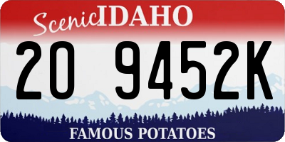 ID license plate 2O9452K