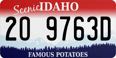 ID license plate 2O9763D