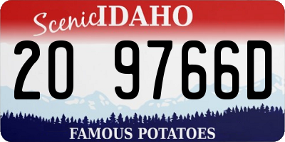 ID license plate 2O9766D