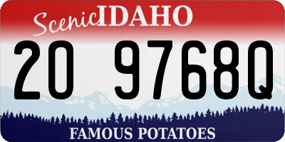 ID license plate 2O9768Q