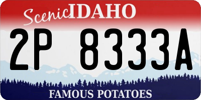 ID license plate 2P8333A