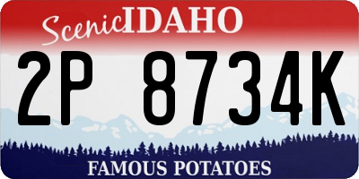 ID license plate 2P8734K
