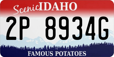 ID license plate 2P8934G