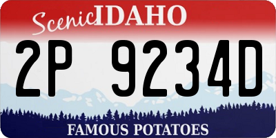 ID license plate 2P9234D