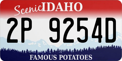 ID license plate 2P9254D