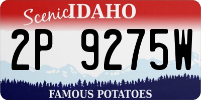 ID license plate 2P9275W