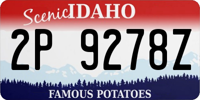 ID license plate 2P9278Z
