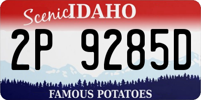 ID license plate 2P9285D