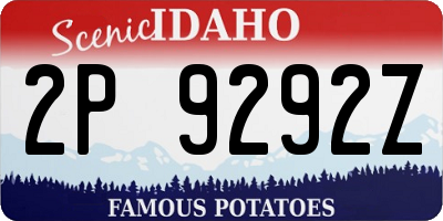 ID license plate 2P9292Z