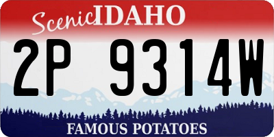 ID license plate 2P9314W
