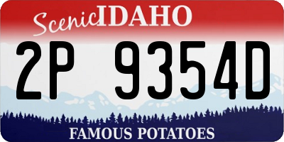 ID license plate 2P9354D