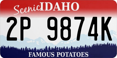ID license plate 2P9874K