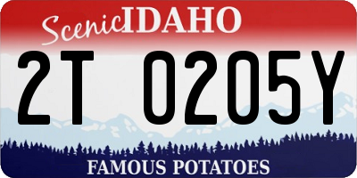 ID license plate 2T0205Y
