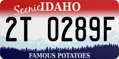 ID license plate 2T0289F