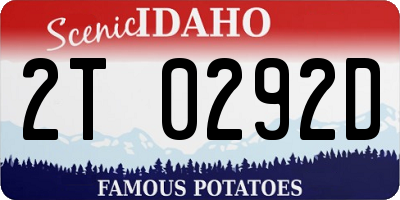 ID license plate 2T0292D