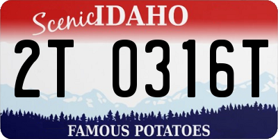 ID license plate 2T0316T