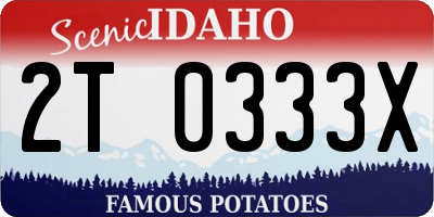 ID license plate 2T0333X