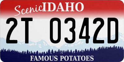ID license plate 2T0342D