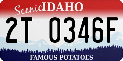 ID license plate 2T0346F