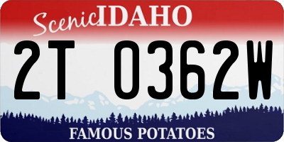 ID license plate 2T0362W