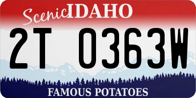 ID license plate 2T0363W