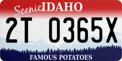 ID license plate 2T0365X