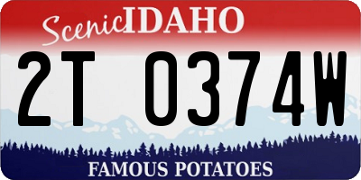 ID license plate 2T0374W
