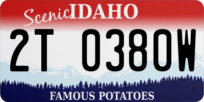 ID license plate 2T0380W