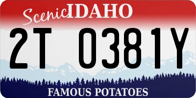 ID license plate 2T0381Y
