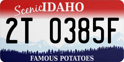 ID license plate 2T0385F