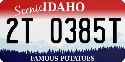ID license plate 2T0385T