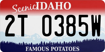 ID license plate 2T0385W
