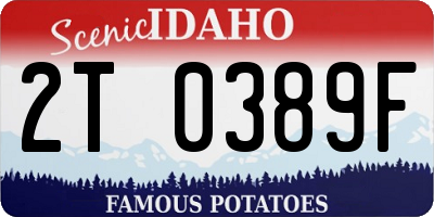 ID license plate 2T0389F