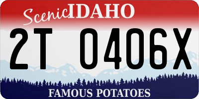 ID license plate 2T0406X