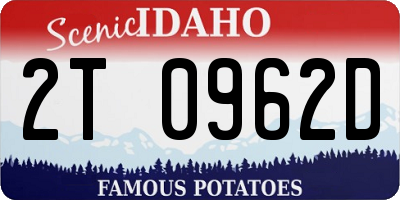ID license plate 2T0962D