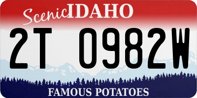 ID license plate 2T0982W