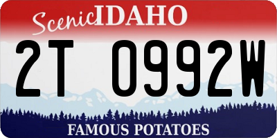 ID license plate 2T0992W