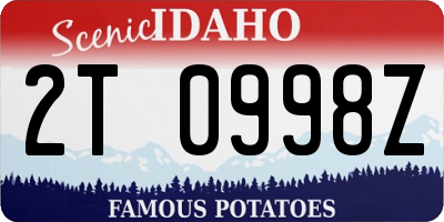 ID license plate 2T0998Z