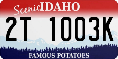 ID license plate 2T1003K