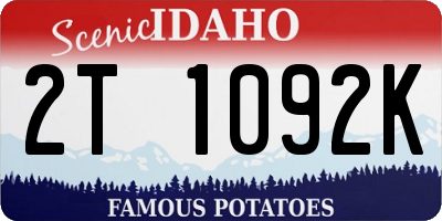 ID license plate 2T1092K