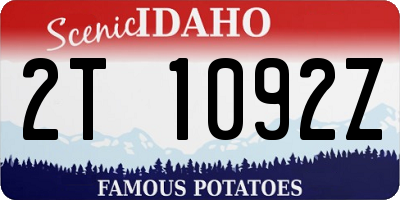 ID license plate 2T1092Z