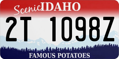 ID license plate 2T1098Z