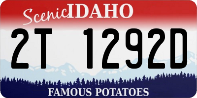 ID license plate 2T1292D