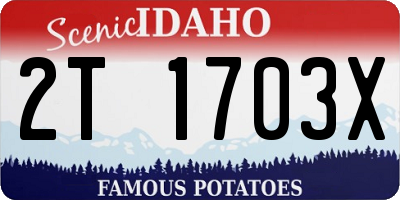 ID license plate 2T1703X