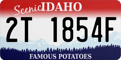 ID license plate 2T1854F