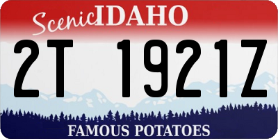 ID license plate 2T1921Z
