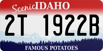 ID license plate 2T1922B